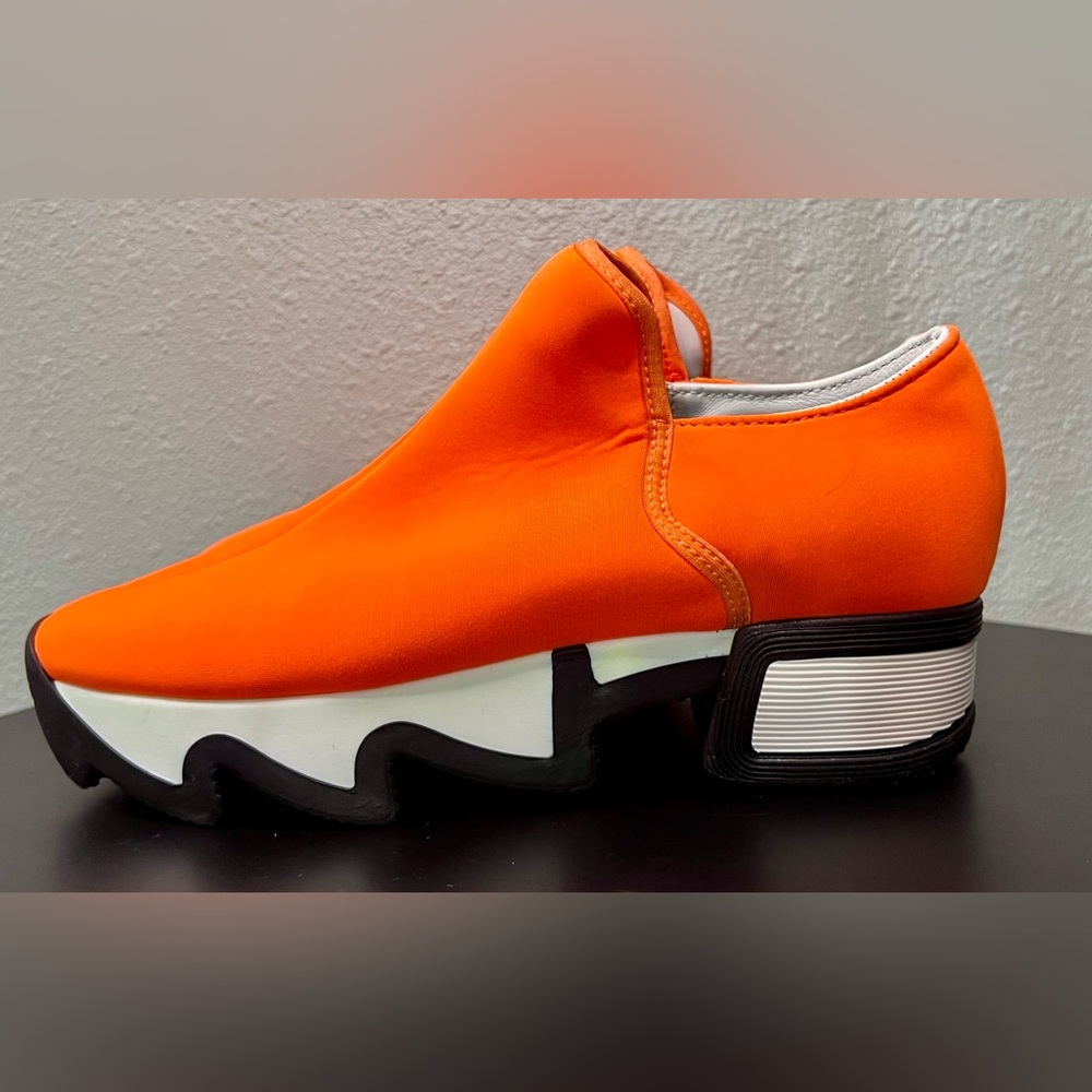 iRi WES I Neon Orange Low Top Vegan Platform Sneakers Neoprene Chunky Shoes - Picture 5 of 15